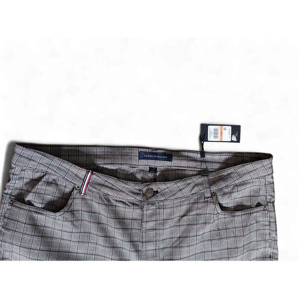 New Tommy Hilfiger 24W Plaid Pattern Pants Gray Stretch Mid Rise Trousers - Picture 6 of 11